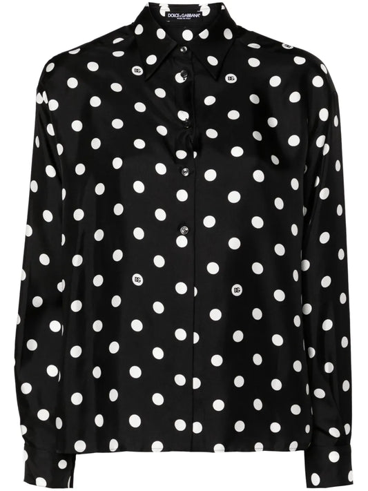 Polka-Dot Silk Shirt