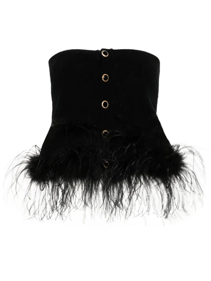Feather-Trim Mini Skirt