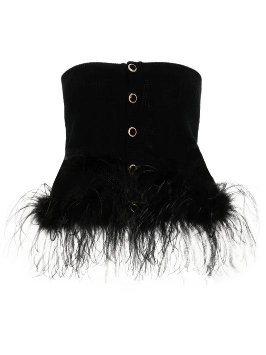 Feather-Trim Mini Skirt