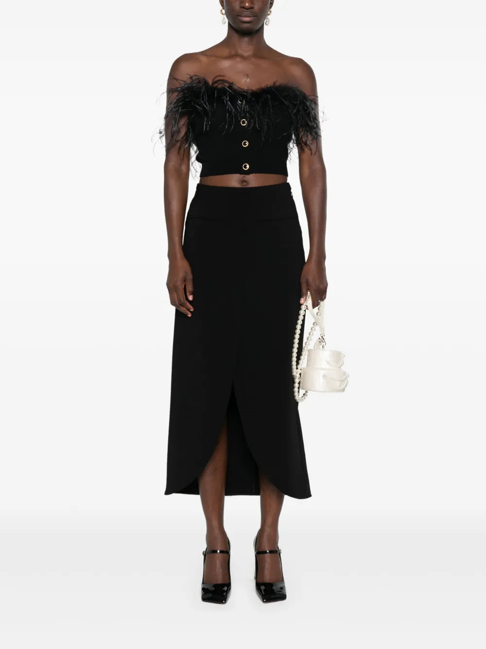 Feather-Trim Mini Skirt
