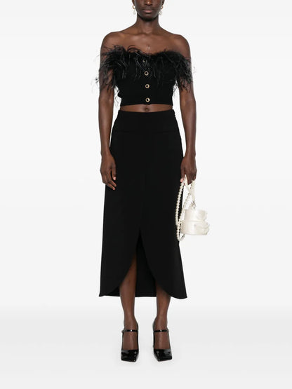 Feather-Trim Mini Skirt