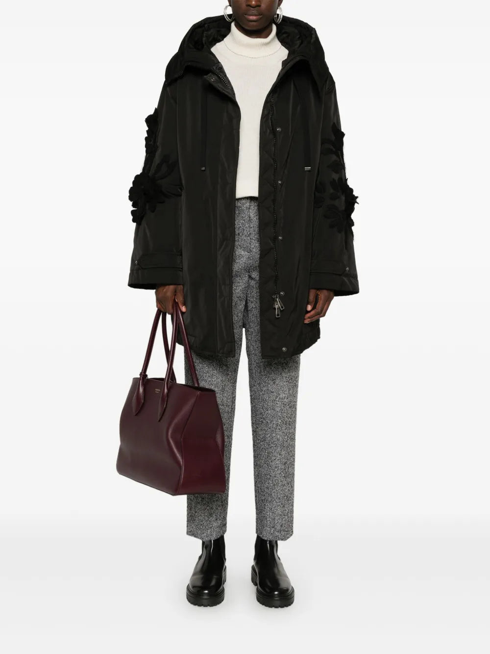 Floral-Appliqué Puffer Jacket