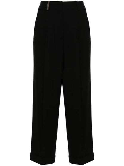 Pleated Straight-Leg Trousers