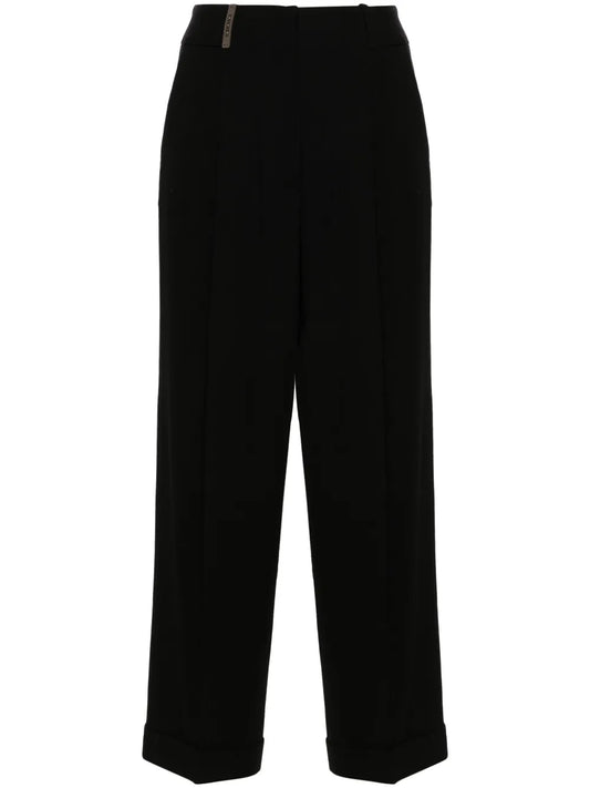 Pleated Straight-Leg Trousers