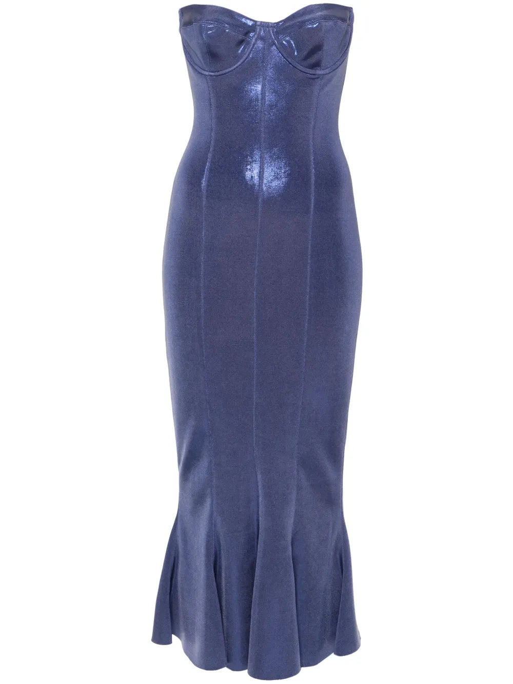 Corset-Style Lamé Midi Dress