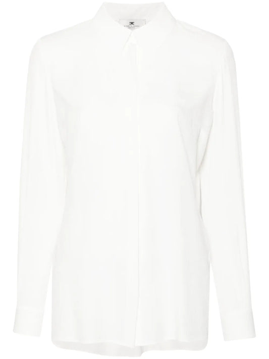 Logo-Jacquard Georgette Blouse