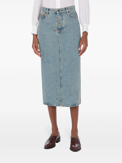 Mid-Rise Denim Skirt