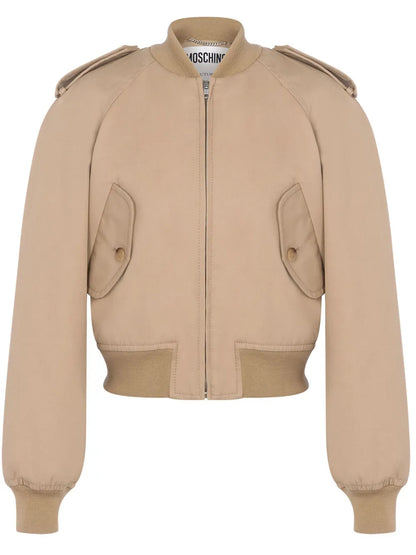 Raglan-Sleeve Cropped Bomber Jacket