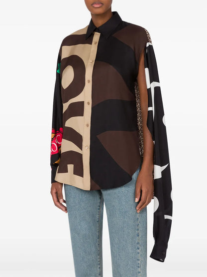 Asymmetric Colour-Block Shirt