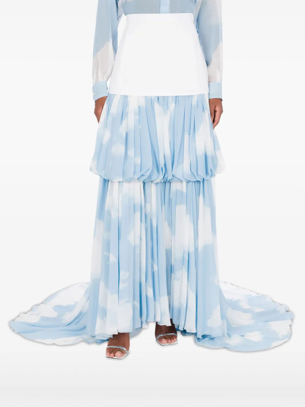 Tiered Train Silk Skirt