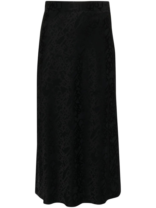 Lettering Jacquard Midi Skirt