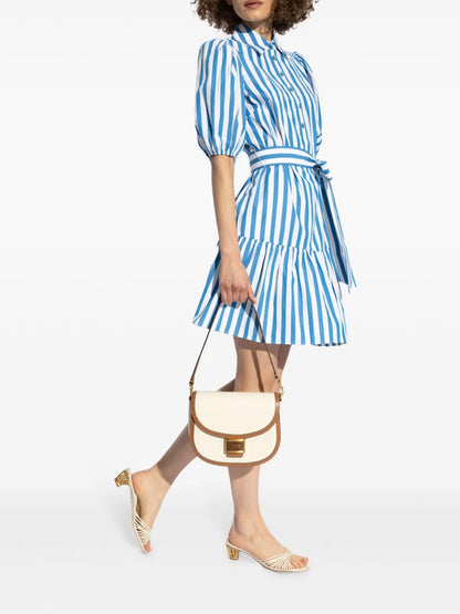Striped Ruffled Shirt Dress