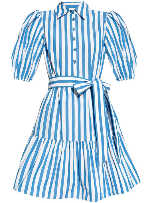Striped Ruffled Shirt Dress