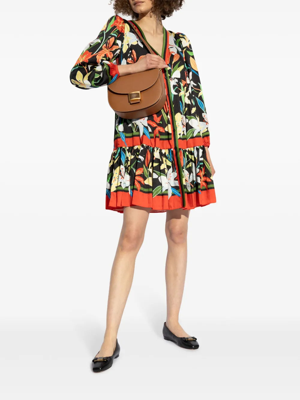 Floral-Print Long-Sleeve Mini Dress