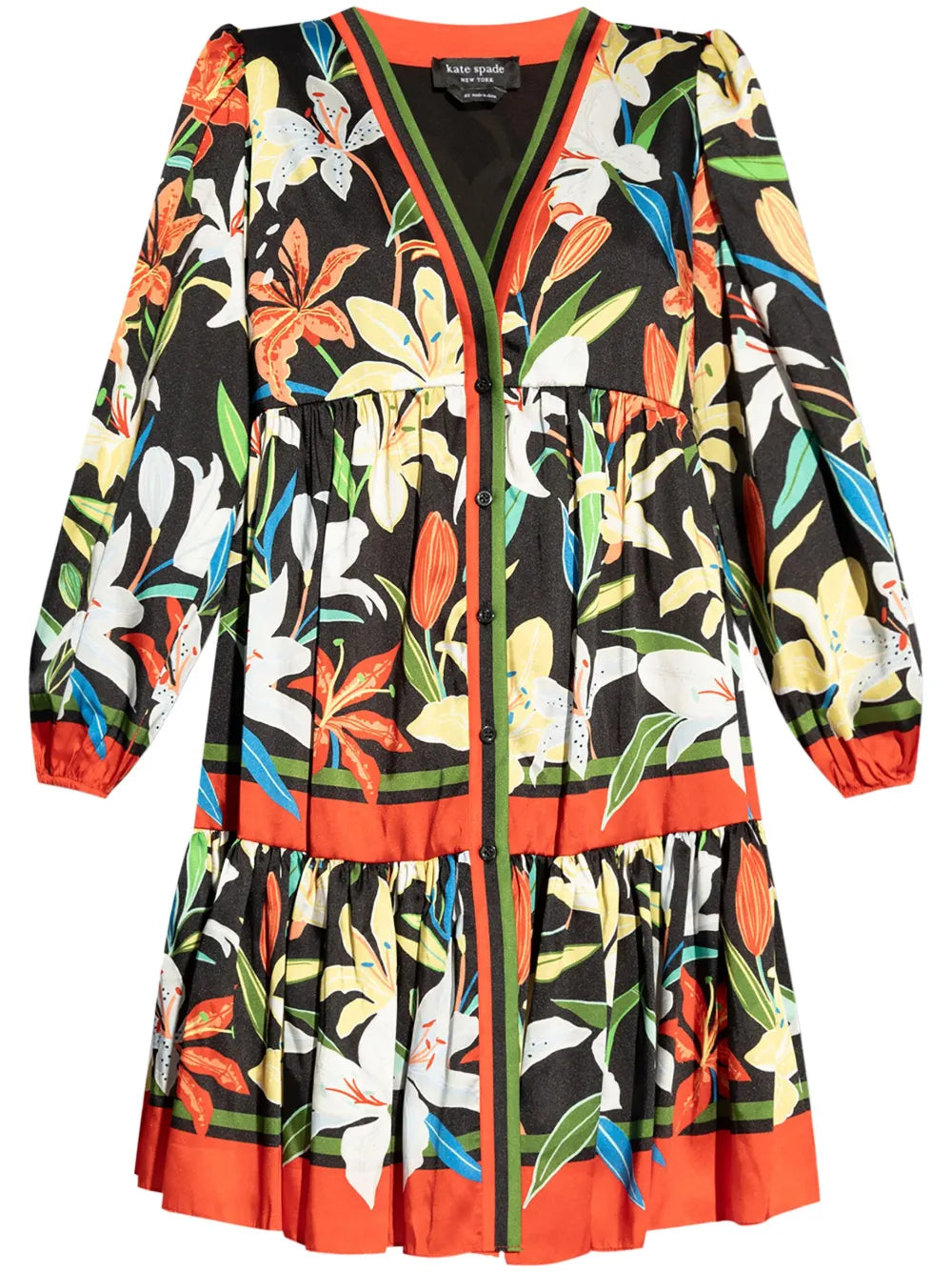 Floral-Print Long-Sleeve Mini Dress