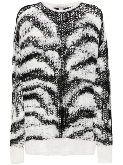 Tiger-Pattern Open-Knit Jumper
