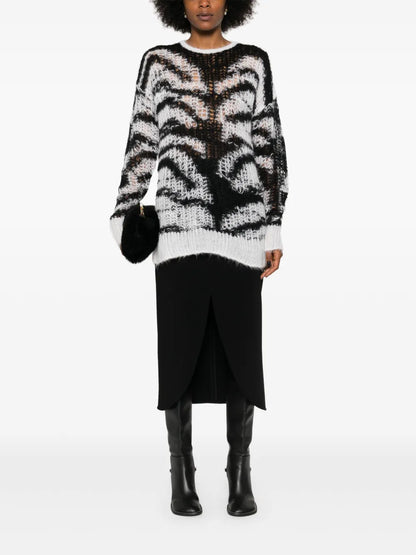 Tiger-Pattern Open-Knit Jumper