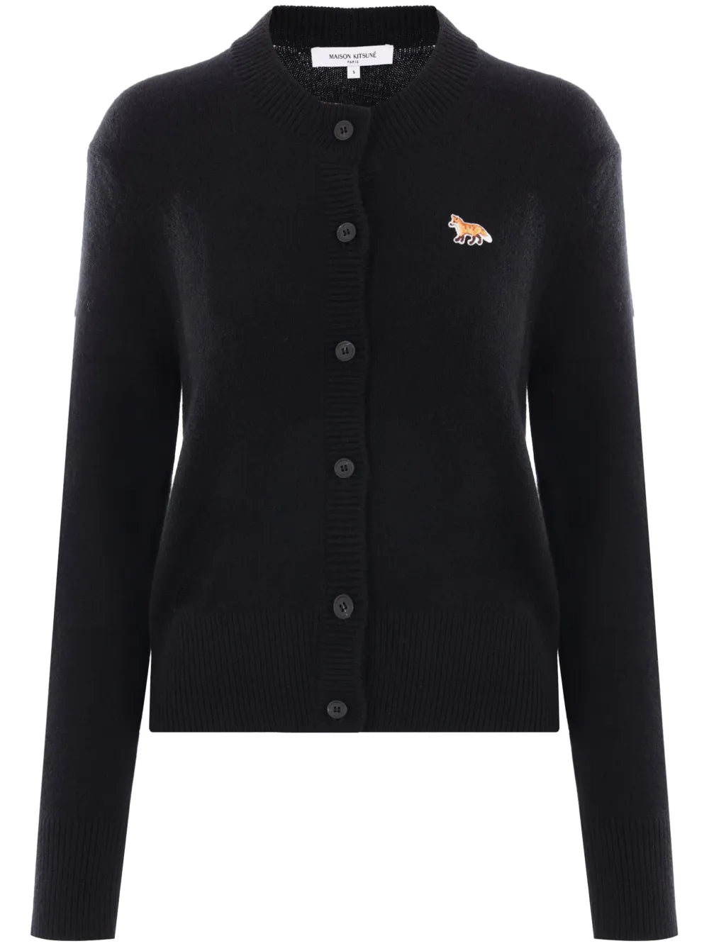 Baby Fox-Appliqué Wool Cardigan