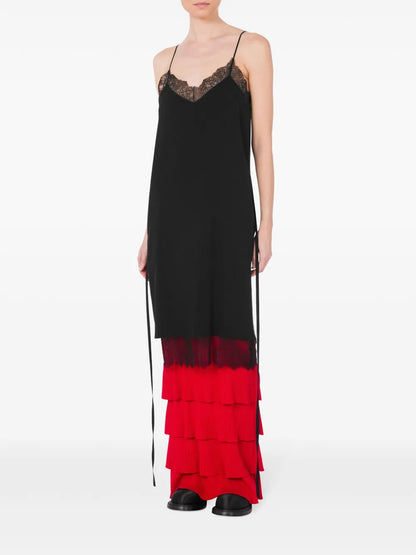 Lace-Panel Knitted Dress