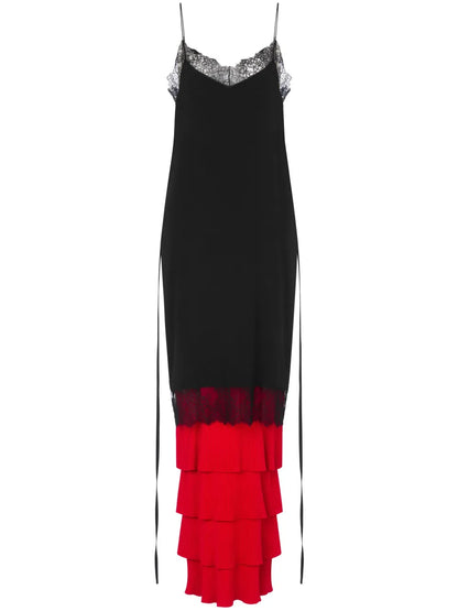 Lace-Panel Knitted Dress