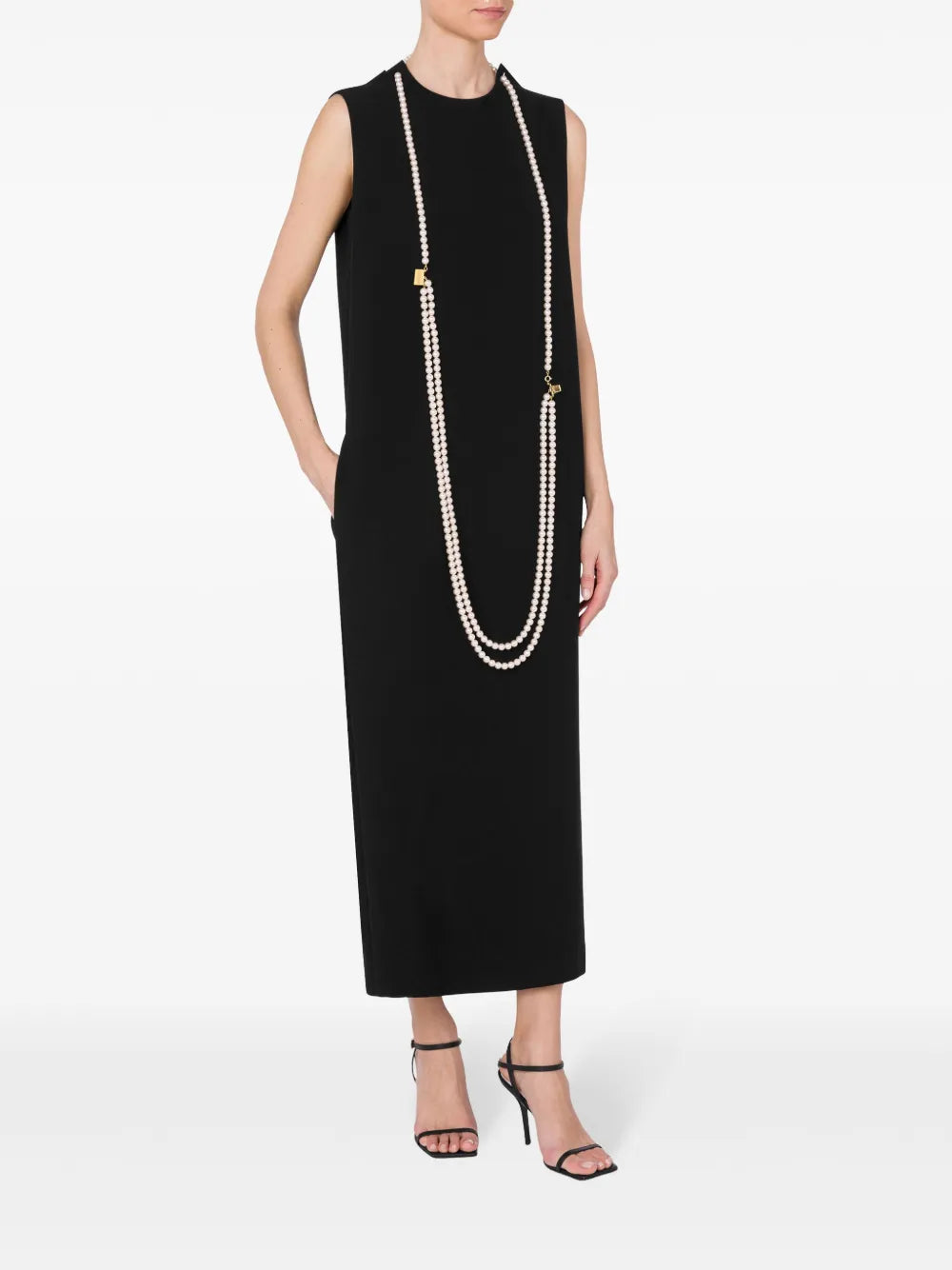 Pearl-Embellished Midi Dress