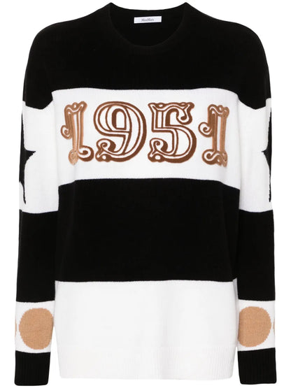 Flocked-Motif Knitted Jumper