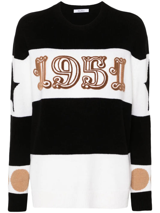 Flocked-Motif Knitted Jumper