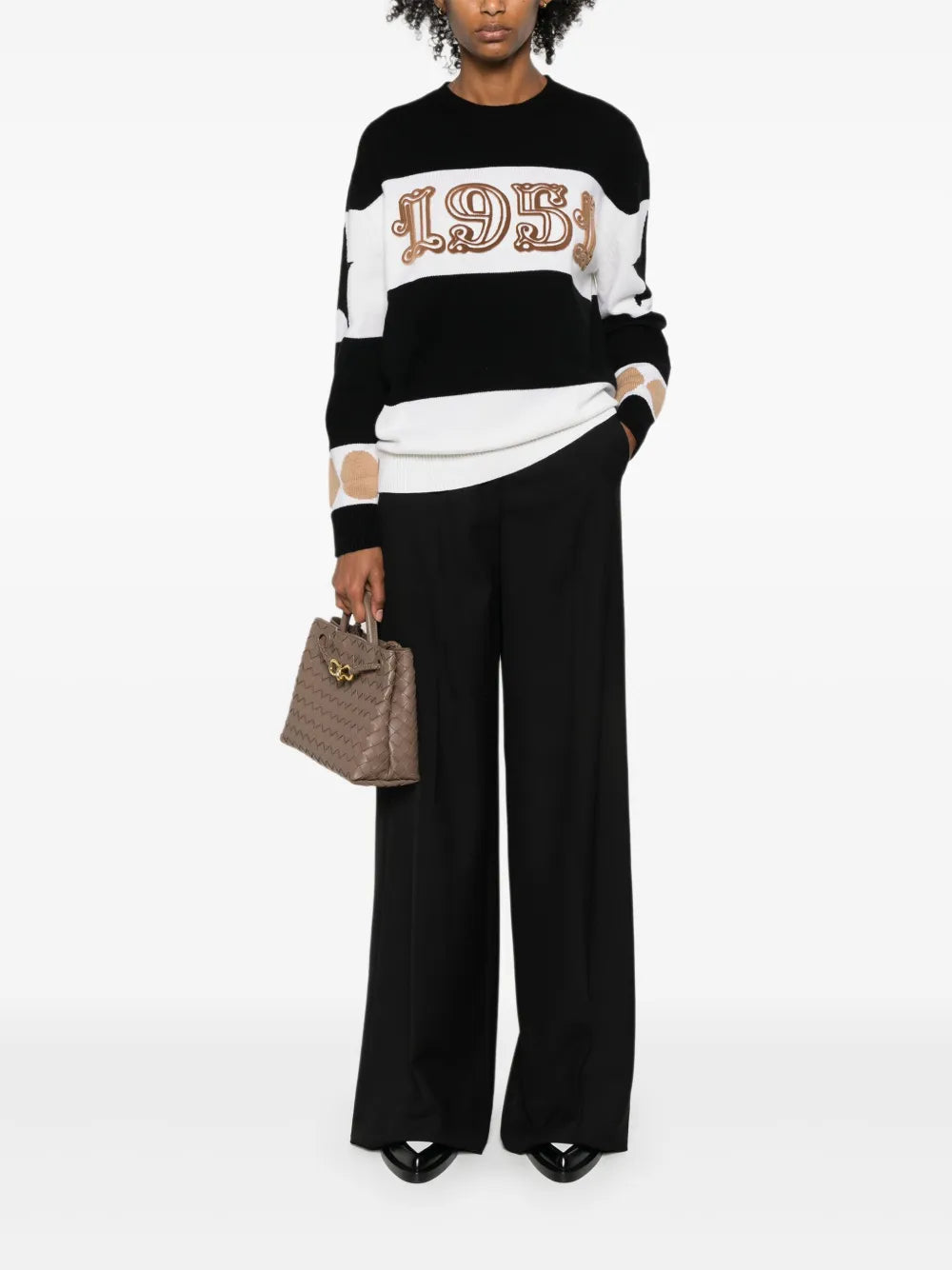 Flocked-Motif Knitted Jumper