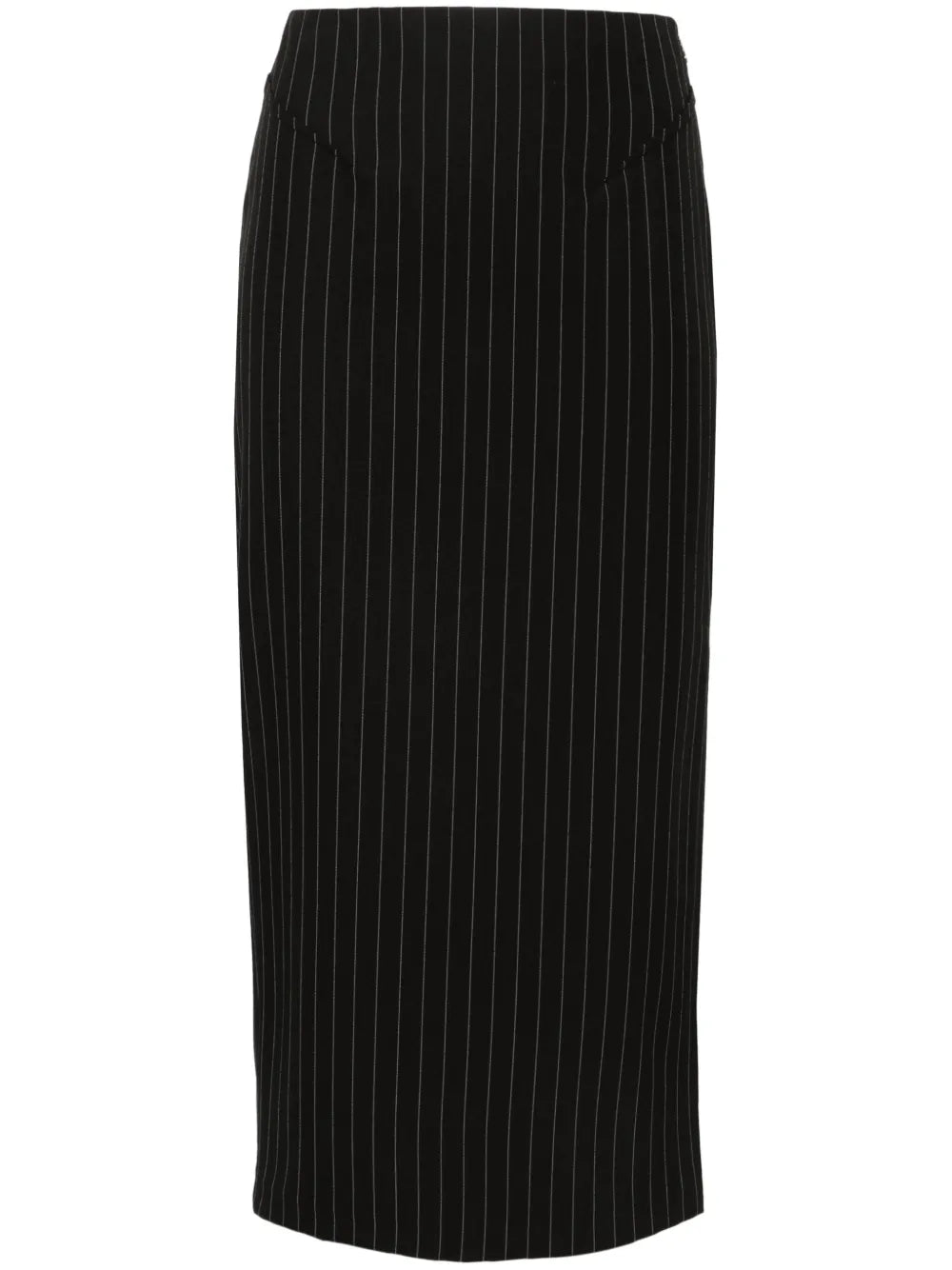 Ruched Pinstriped Pencil Skirt