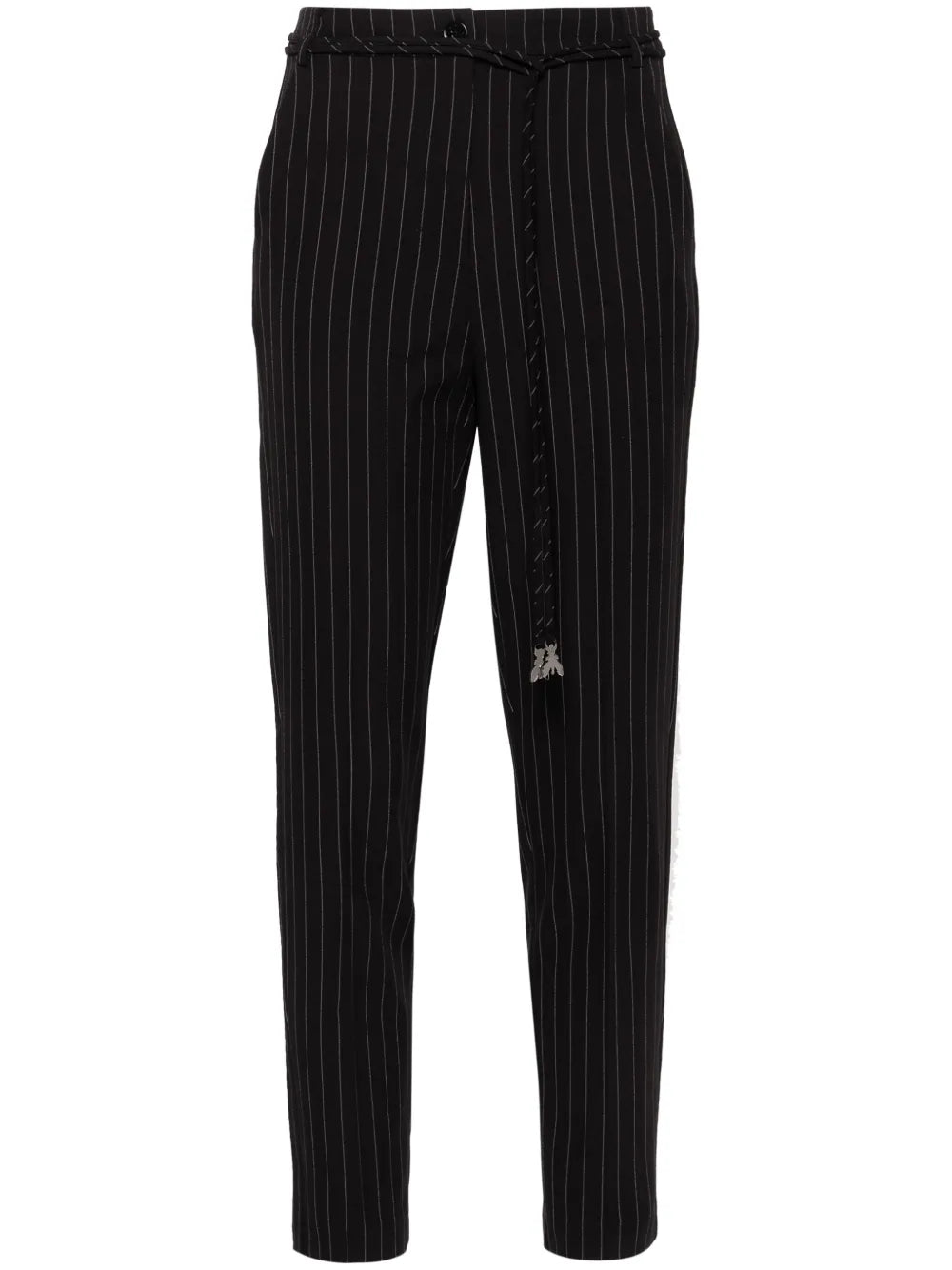 Ruched-Detailed Pinstriped Trousers