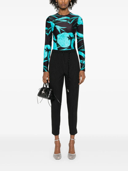 Ruched-Detailed Pinstriped Trousers