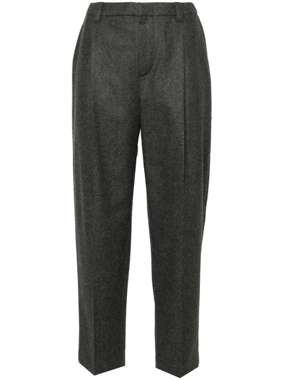 Mélange-Effect Cropped Trousers