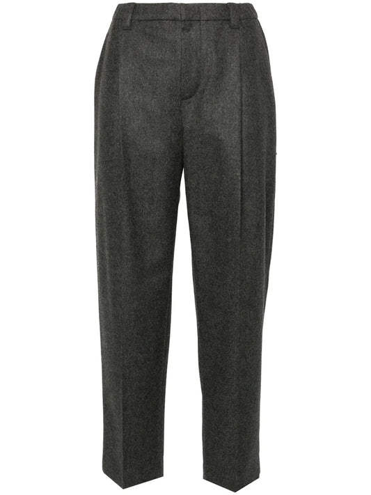 Mélange-Effect Cropped Trousers