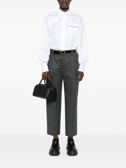 Mélange-Effect Cropped Trousers