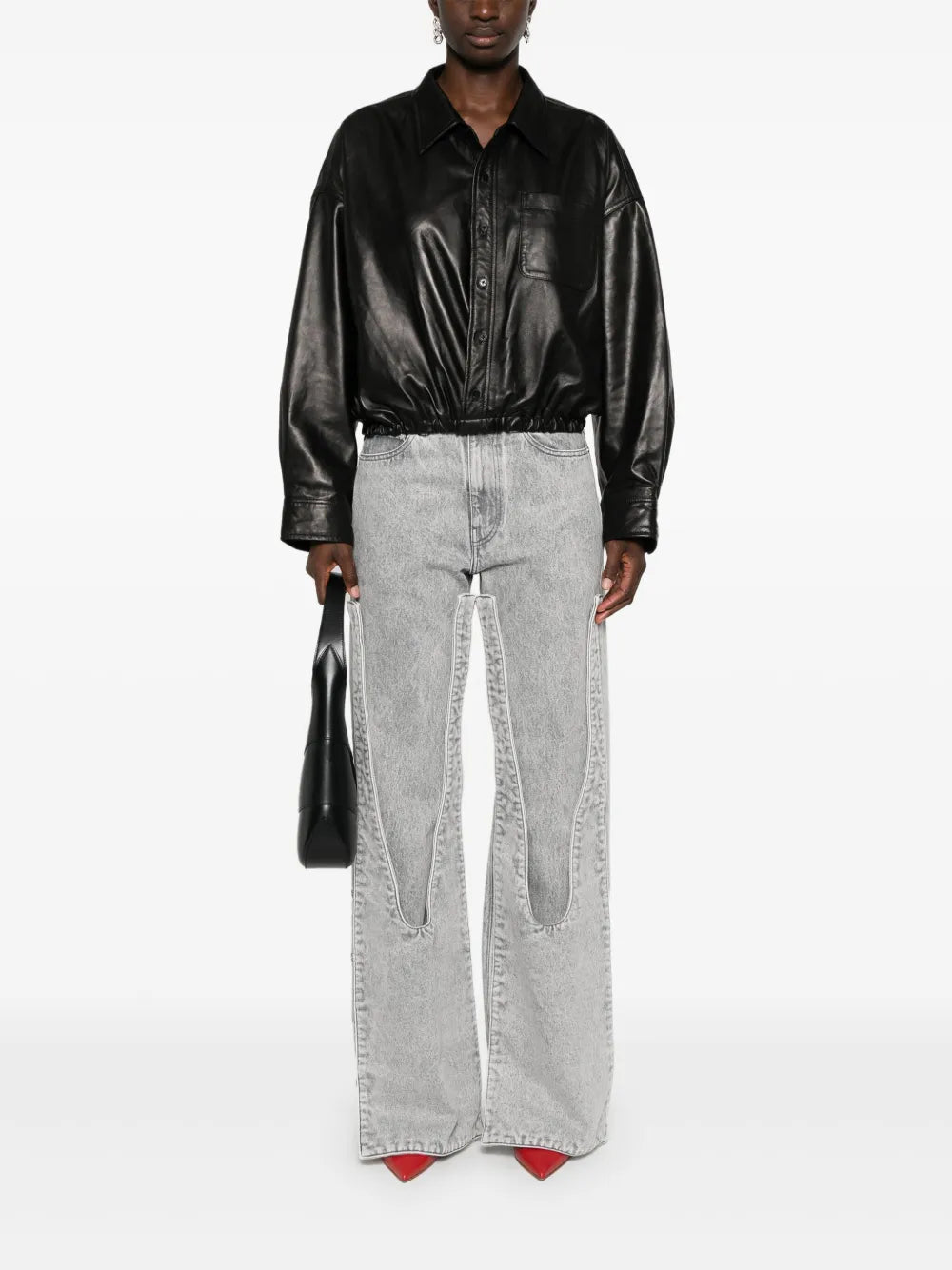 Long-Sleeves Leather Shirt