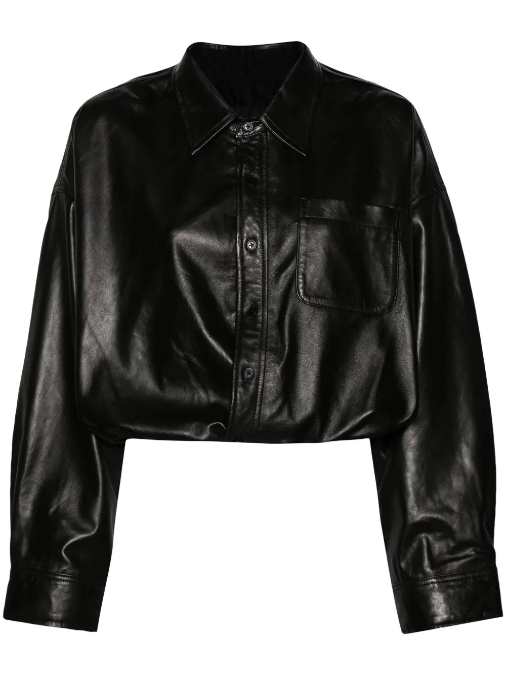 Long-Sleeves Leather Shirt