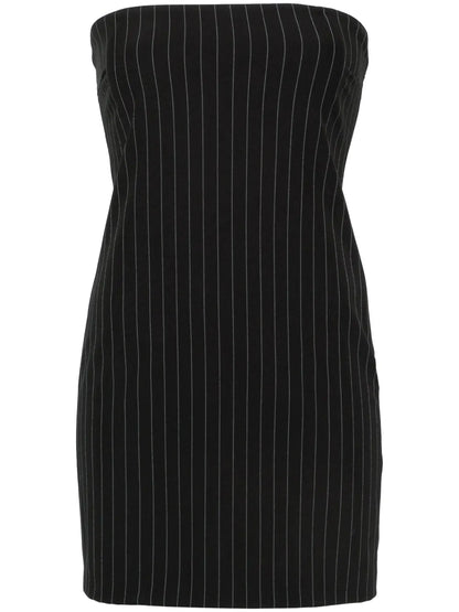 Wide-Neck Pinstriped Minidress