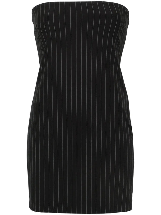 Wide-Neck Pinstriped Minidress