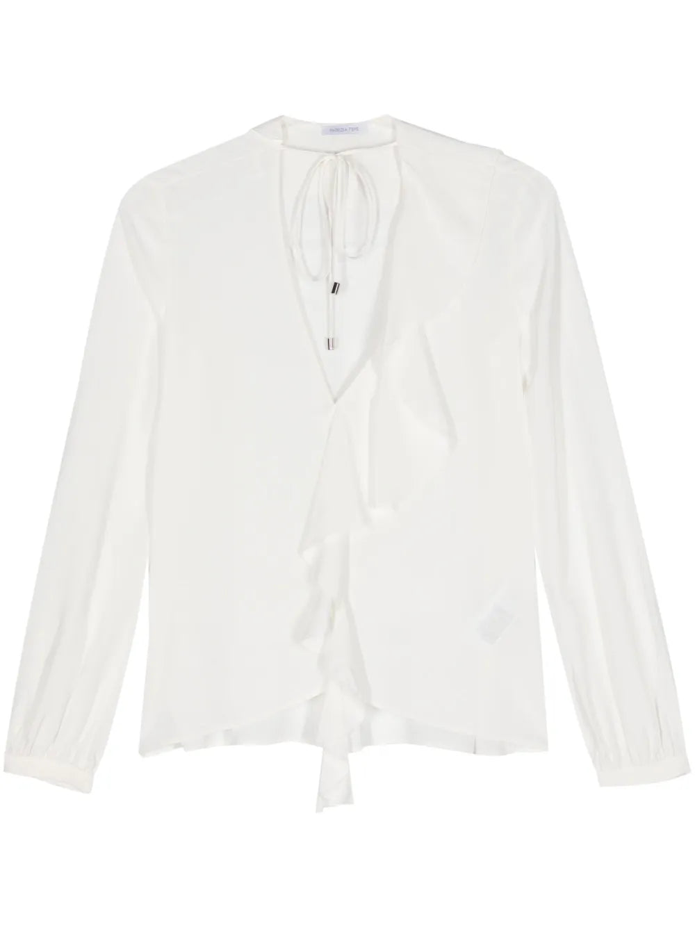 Ruffled-Detail Crepe Blouse