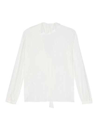 Ruffled-Detail Crepe Blouse