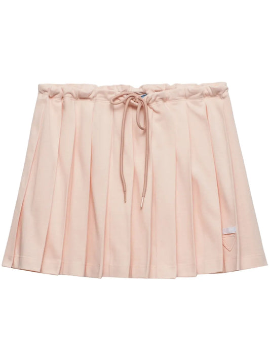 Piqué Pleated Mini-Skirt