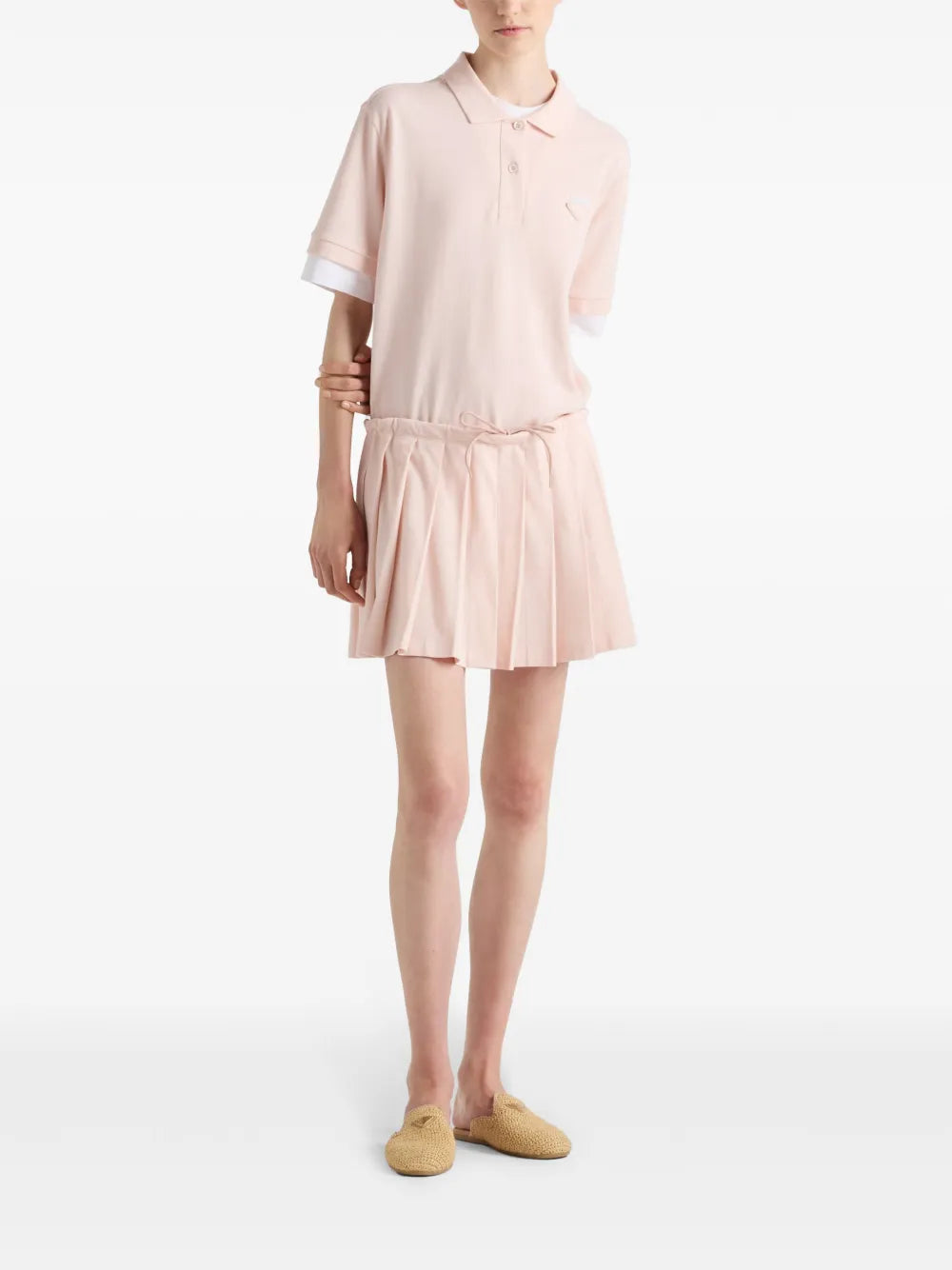 Piqué Pleated Mini-Skirt