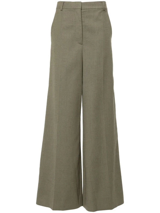 Wool Mid-Rise Flared Trousers