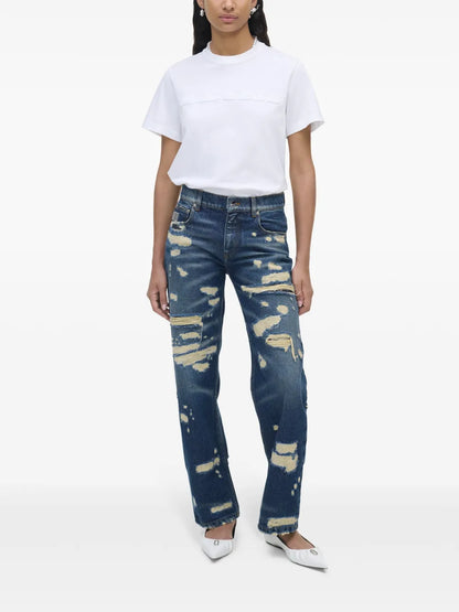 Distressed Straight-Leg Jeans