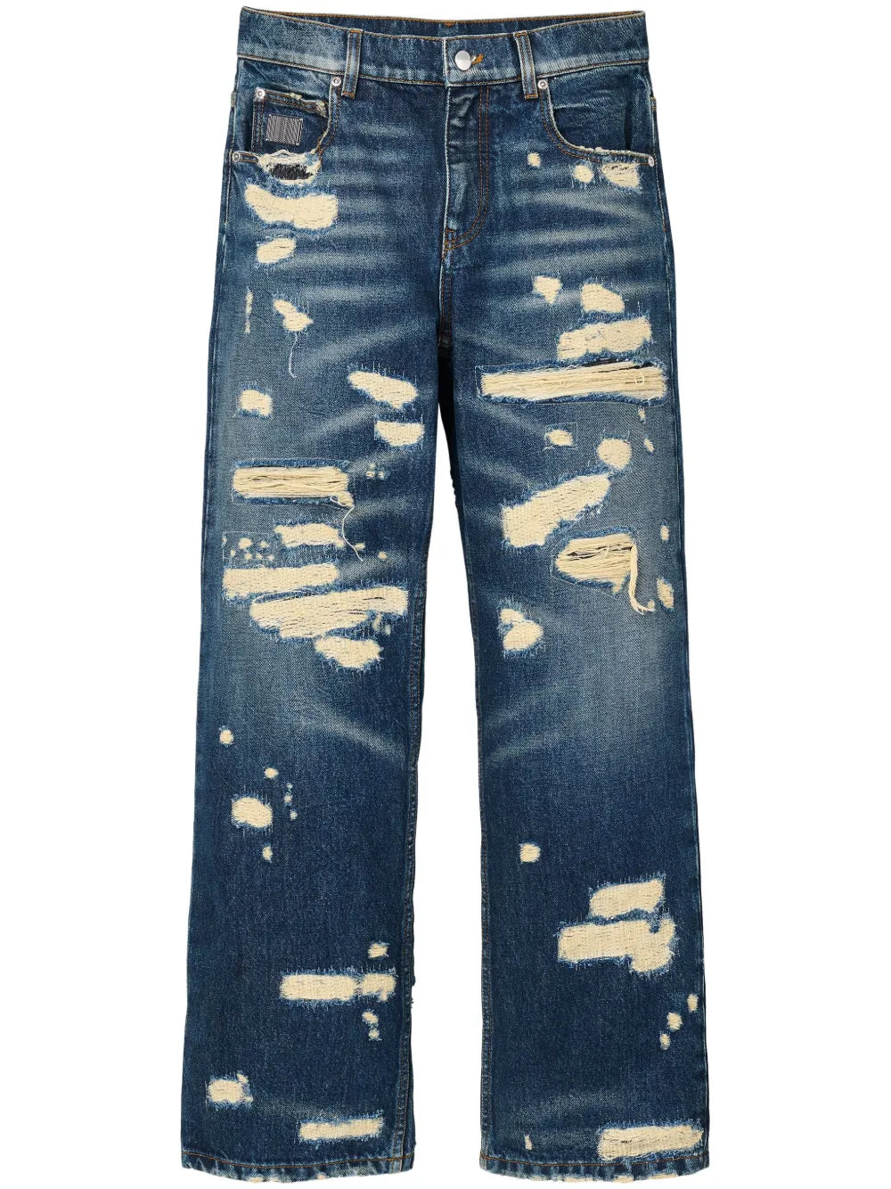 Distressed Straight-Leg Jeans
