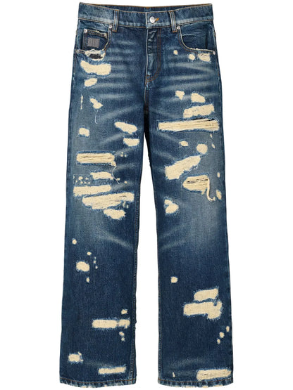 Distressed Straight-Leg Jeans