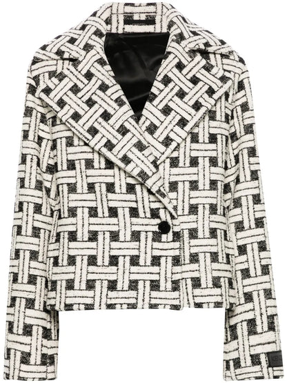 Check-Pattern Double-Breasted Jacket