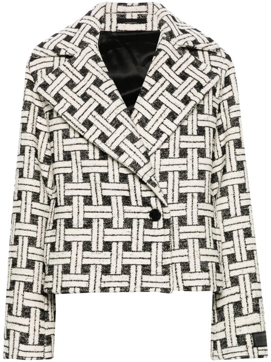 Check-Pattern Double-Breasted Jacket