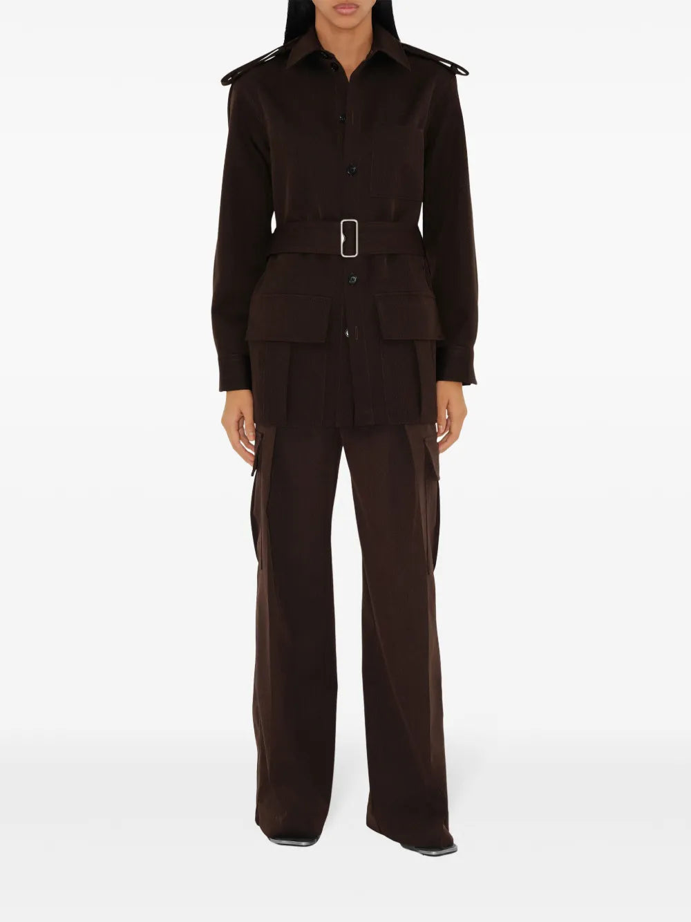 Wide-Leg Wool Cargo Trousers