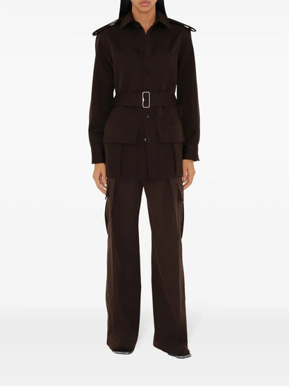 Wide-Leg Wool Cargo Trousers